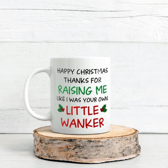11oz White Mug for Stepdad – Happy Christmas Thanks for Raising Me - Picture 2 of 4